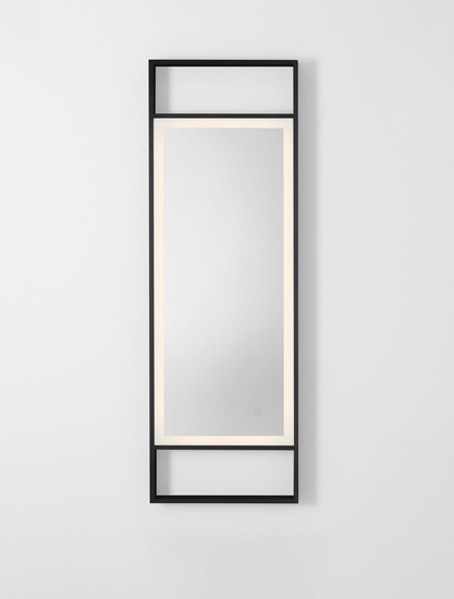Nova Luce LED Spiegel Raven dimmbar 37W neutralweiss 4000K IP44 Schwarz Aluminium Spiegelglas 120x40cm 9006023