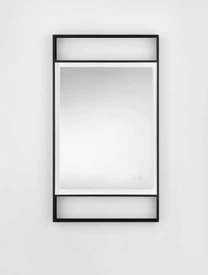 Nova Luce LED Spiegel Raven dimmbar 41W neutralweiss 4000K IP44 Schwarz Aluminium Spiegelglas 106x60cm 9006024
