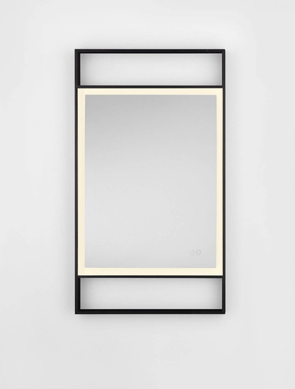 Nova Luce LED Spiegel Raven dimmbar 41W neutralweiss 4000K IP44 Schwarz Aluminium Spiegelglas 106x60cm 9006024