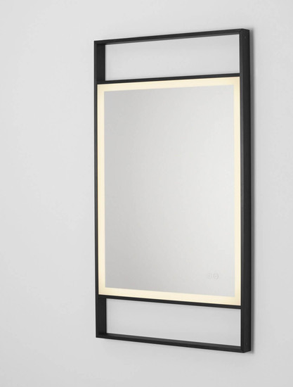 Nova Luce LED Spiegel Raven dimmbar 41W neutralweiss 4000K IP44 Schwarz Aluminium Spiegelglas 106x60cm 9006024