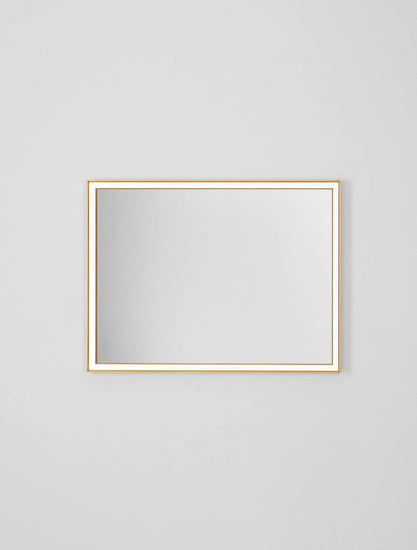 Nova Luce LED Spiegel Ambor dimmbar 38W warmweiss 3000K IP44 Gold Aluminium Spiegelglas 80x60cm 9006039