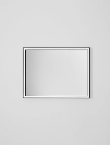 Nova Luce LED Spiegel Ambor dimmbar 37W warmweiss 3000K IP44 Schwarz Aluminium Spiegelglas 80x60cm 9006040