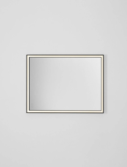 Nova Luce LED Spiegel Ambor dimmbar 37W warmweiss 3000K IP44 Schwarz Aluminium Spiegelglas 80x60cm 9006040