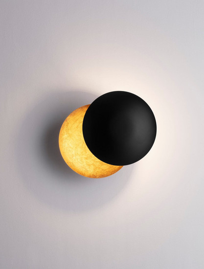 Nova Luce LED Wandleuchte Soleil 6W warmweiss 3000K Schwarz Blattgold Aluminium Ø20cm 9006080