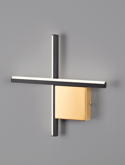 Nova Luce LED Wandleuchte Cross dimmbar 10W warmweiss 3000K Schwarz Gold Aluminium 30x30cm 9006083
