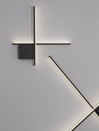 Nova Luce LED Wandleuchte Cross dimmbar 15W warmweiss 2700K Schwarz Aluminium 50x50cm 9006084