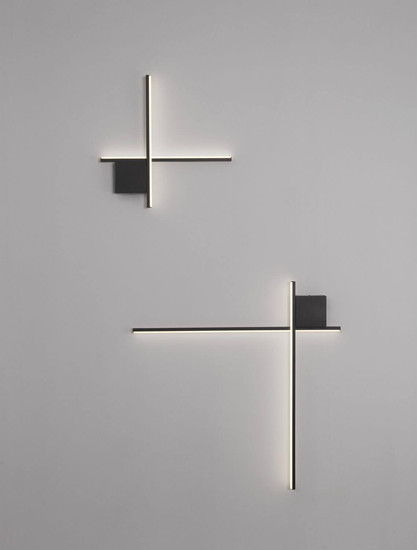Nova Luce LED Wandleuchte Cross dimmbar 15W warmweiss 2700K Schwarz Aluminium 50x50cm 9006084