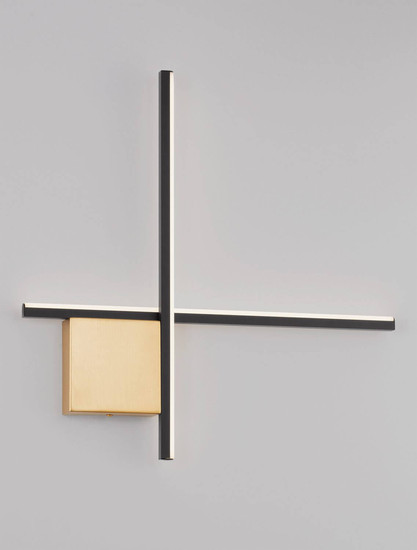 Nova Luce LED Wandleuchte Cross dimmbar 15W warmweiss 3000K Schwarz Gold Aluminium 50x50cm 9006085