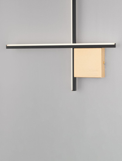 Nova Luce LED Wandleuchte Cross dimmbar 15W warmweiss 3000K Schwarz Gold Aluminium 50x50cm 9006085