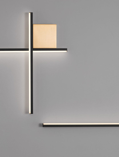 Nova Luce LED Wandleuchte Cross dimmbar 15W warmweiss 3000K Schwarz Gold Aluminium 50x50cm 9006085