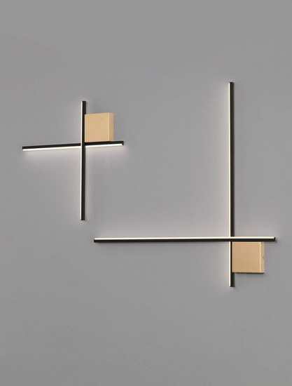 Nova Luce LED Wandleuchte Cross dimmbar 15W warmweiss 3000K Schwarz Gold Aluminium 50x50cm 9006085