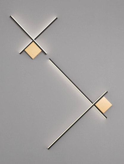 Nova Luce LED Wandleuchte Cross dimmbar 15W warmweiss 3000K Schwarz Gold Aluminium 50x50cm 9006085