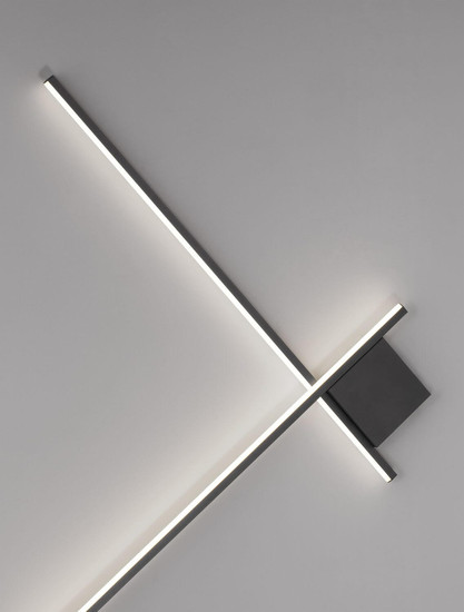 Nova Luce LED Wandleuchte Cross dimmbar 21W warmweiss 2700K Schwarz Aluminium 80x80cm 9006086
