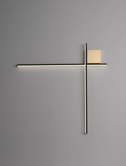 Nova Luce LED Wandleuchte Cross dimmbar 21W warmweiss 3000K Schwarz Gold Aluminium 80x80cm 9006087