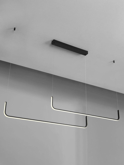 Nova Luce LED Pendelleuchte Strita dimmbar 40W warmweiss 3000K Schwarz Aluminium 150cm 9006088