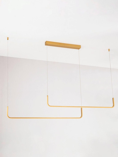 Nova Luce LED Pendelleuchte Strita dimmbar 40W warmweiss 3000K Messinggold Aluminium 150cm 9006089