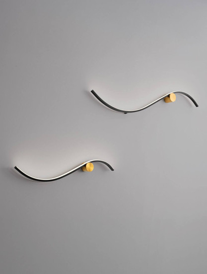 Nova Luce LED Wandleuchte Kima 14W warmweiss 3000K Schwarz Gold Aluminium 65x13cm 9006095