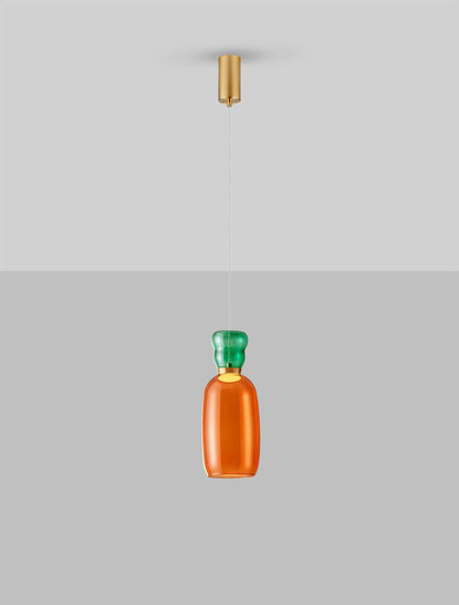 Nova Luce LED Pendelleuchte Pluma 5W warmweiss 3000K Jaspis Orange Gold Glas Metall Ø15cm 9009100