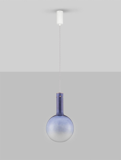 Nova Luce LED Pendelleuchte Nostos dimmbar 6W warmweiss 3000K Blau Gold Weiß Glas Metall Ø25cm 9009101
