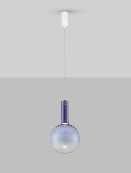 Nova Luce LED Pendelleuchte Nostos dimmbar 6W warmweiss 3000K Blau Gold Weiß Glas Metall Ø25cm 9009101