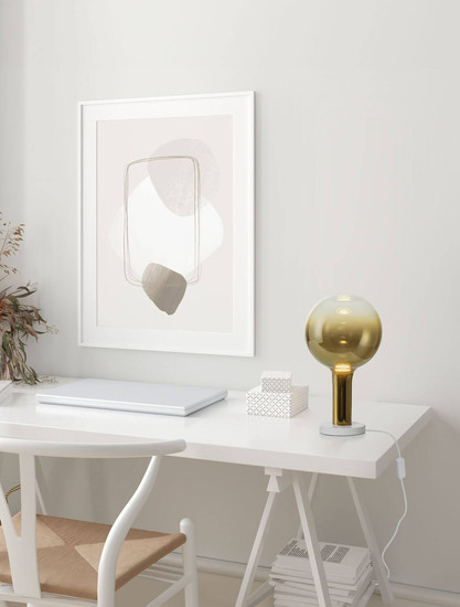 Nova Luce LED Tischleuchte Nostos dimmbar 3W warmweiss 3000K Gold Weiß Glas Metall Ø20cm 9009103