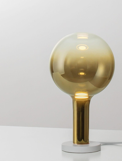 Nova Luce LED Tischleuchte Nostos dimmbar 3W warmweiss 3000K Gold Weiß Glas Metall Ø20cm 9009103