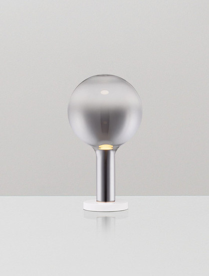 Nova Luce LED Tischleuchte Nostos dimmbar 3W warmweiss 3000K Gold Weiß Rauchgrau Glas Metall Ø20cm 9009104
