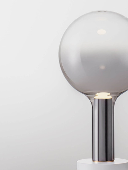 Nova Luce LED Tischleuchte Nostos dimmbar 3W warmweiss 3000K Gold Weiß Rauchgrau Glas Metall Ø20cm 9009104