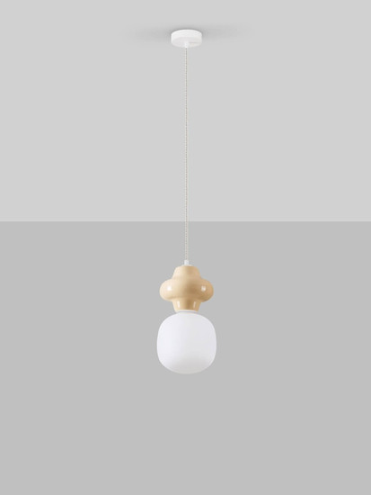 Nova Luce Pendelleuchte Clio E14 Gelb Weiß Opal Glas Metall Ø18x198cm 9009106
