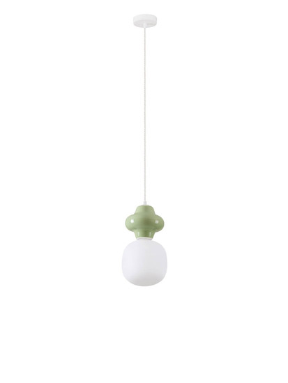 Nova Luce Pendelleuchte Clio E14 Grün Weiß Opal Glas Metall Ø18x198cm 9009108