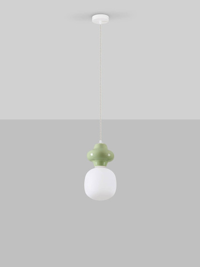 Nova Luce Pendelleuchte Clio E14 Grün Weiß Opal Glas Metall Ø18x198cm 9009108