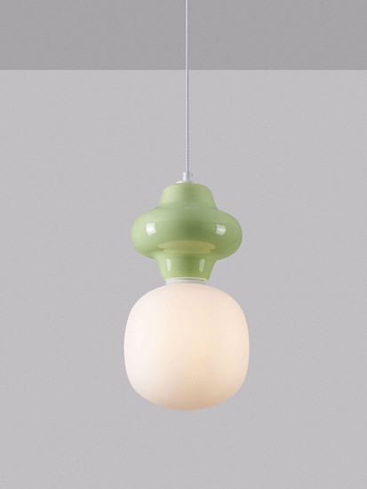 Nova Luce Pendelleuchte Clio E14 Grün Weiß Opal Glas Metall Ø18x198cm 9009108
