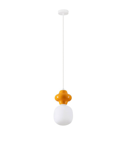 Nova Luce Pendelleuchte Clio E14 Weiß Opal Orange Glas Metall Ø18x198cm 9009109