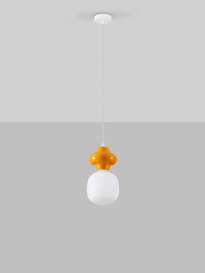 Nova Luce Pendelleuchte Clio E14 Weiß Opal Orange Glas Metall Ø18x198cm 9009109
