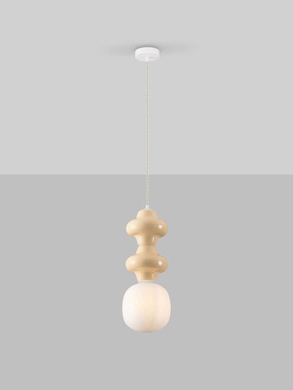 Nova Luce Pendelleuchte Clio E14 Gelb Weiß Opal Glas Metall Ø18x215cm 9009110