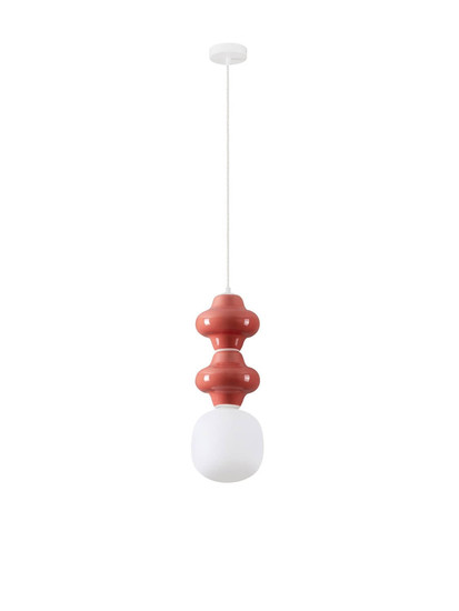 Nova Luce Pendelleuchte Clio E14 Rot Weiß Opal Glas Metall Ø18cm 9009111