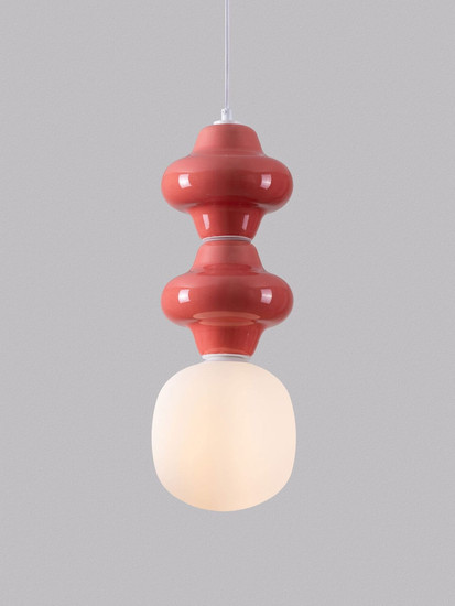 Nova Luce Pendelleuchte Clio E14 Rot Weiß Opal Glas Metall Ø18cm 9009111