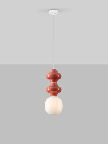 Nova Luce Pendelleuchte Clio E14 Rot Weiß Opal Glas Metall Ø18cm 9009111
