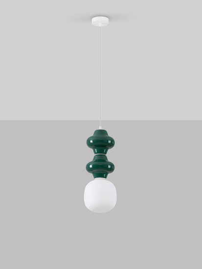 Nova Luce Pendelleuchte Clio E14 Jaspis Weiß Opal Glas Metall Ø18x215cm 9009112