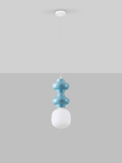 Nova Luce Pendelleuchte Clio E14 Blau Weiß Opal Glas Metall Ø18cm 9009113