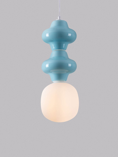 Nova Luce Pendelleuchte Clio E14 Blau Weiß Opal Glas Metall Ø18cm 9009113