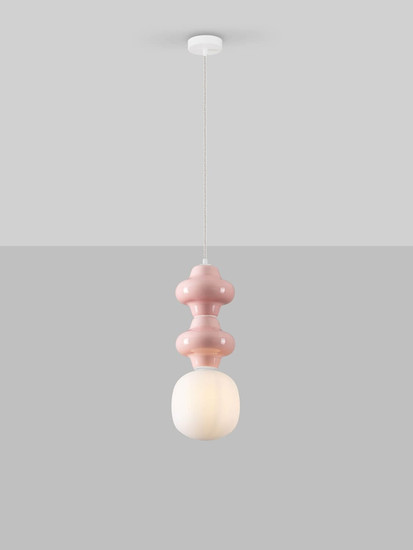 Nova Luce Pendelleuchte Clio E14 Pink Weiß Opal Glas Metall Ø18x215cm 9009114