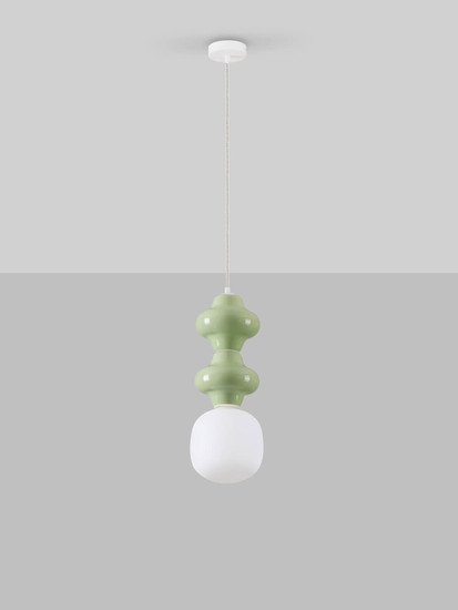 Nova Luce Pendelleuchte Clio E14 Grün Weiß Opal Glas Metall Ø18x215cm 9009115