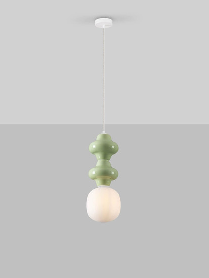 Nova Luce Pendelleuchte Clio E14 Grün Weiß Opal Glas Metall Ø18x215cm 9009115
