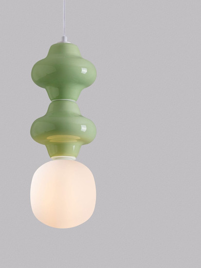 Nova Luce Pendelleuchte Clio E14 Grün Weiß Opal Glas Metall Ø18x215cm 9009115