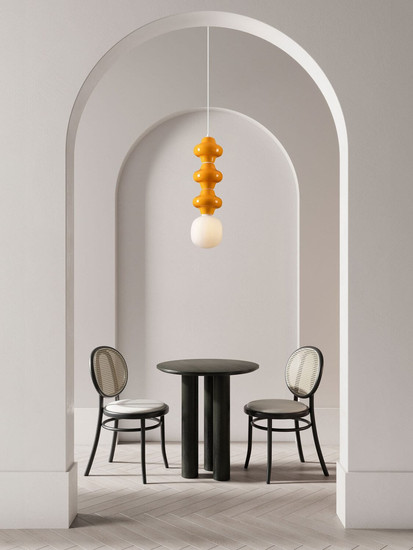 Nova Luce Pendelleuchte Clio E14 Weiß Opal Orange Glas Metall Ø18x240cm 9009120