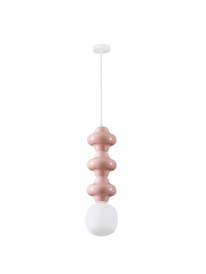 Nova Luce Pendelleuchte Clio E14 Pink Weiß Opal Glas Metall Ø18x240cm 9009121