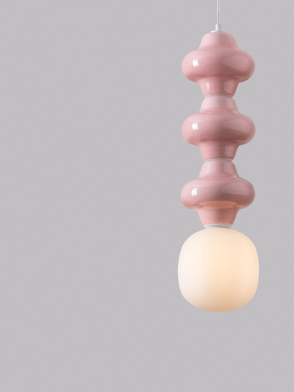 Nova Luce Pendelleuchte Clio E14 Pink Weiß Opal Glas Metall Ø18x240cm 9009121