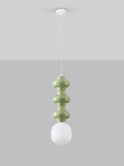 Nova Luce Pendelleuchte Clio E14 Grün Weiß Opal Glas Metall Ø18x240cm 9009122