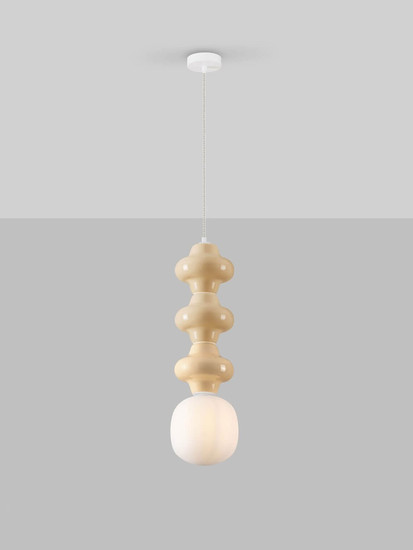 Nova Luce Pendelleuchte Clio E14 Gelb Weiß Opal Glas Metall Ø18x240cm 9009123